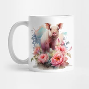 Pig Floral Mug